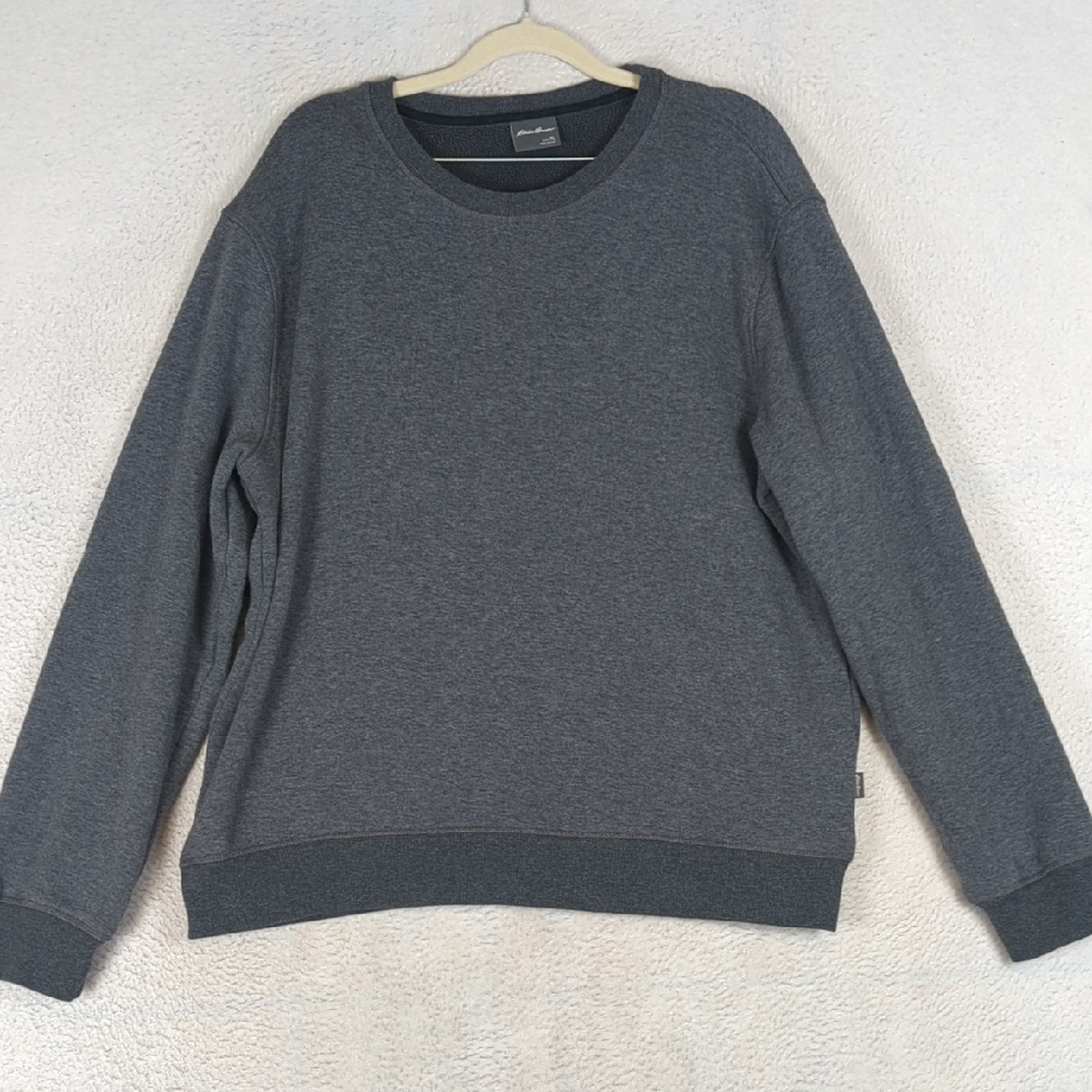 Eddie Bauer Men's Fleece‎ Lined Gray Crewneck Sweater Size XL